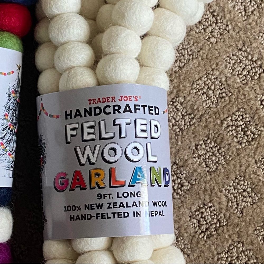 NWT Trader Joe’s felted wool garland 1 multi color - Picture 2 of 4
